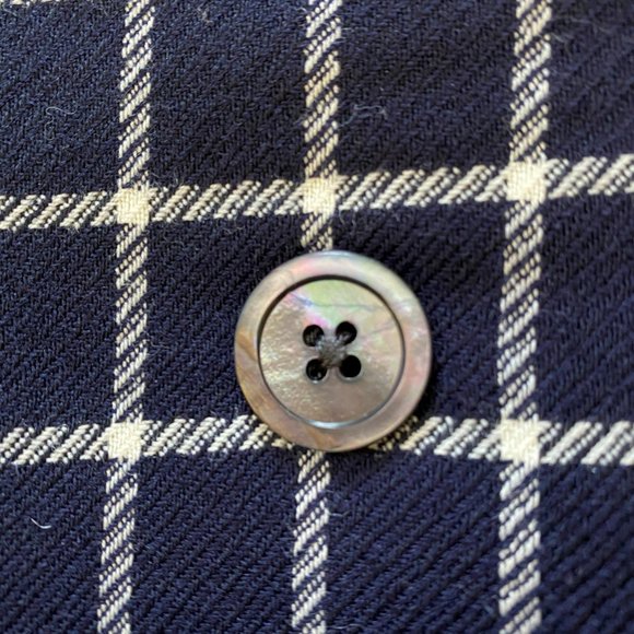 Burberry Blue & White Wool Plaid Blazer - Picture 4 of 9